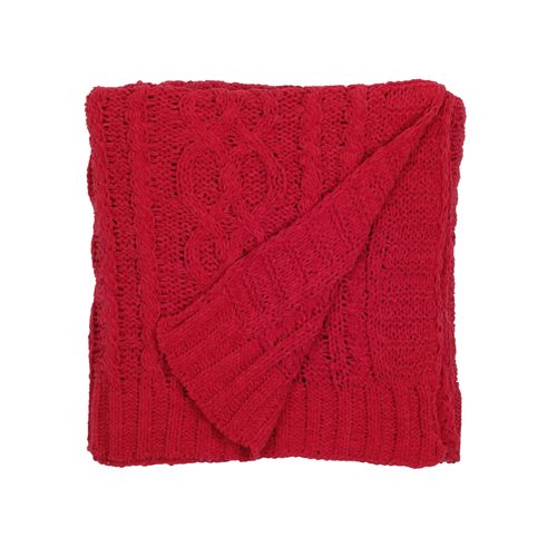 Manta Tricot Chenille - VERMELHO