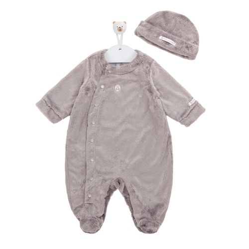Macacão de Bebê Longo de Peluche Carres Nuvem - CINZA