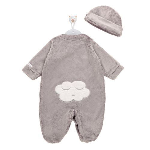 Macacão de Bebê Longo de Peluche Carres Nuvem - CINZA