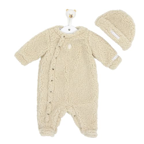 Macacão de Bebê Unissex Longo de Peluche Alpaca Carneiro - AREIA