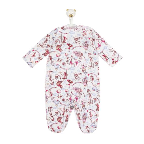 Macacão de Bebê Longo Malha Canelada Circo - ROSA