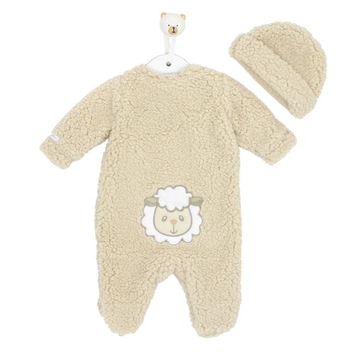 Macacão de Bebê Unissex Longo de Peluche Alpaca Carneiro - AREIA