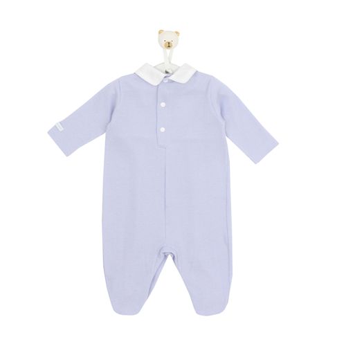 Macacão de Bebê Masculino Longo Ponto Roma Trenzinho - AZUL BEBE