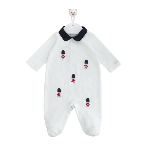 Macacão de Bebê Longo em Plush Soldadinhos - BRANCO