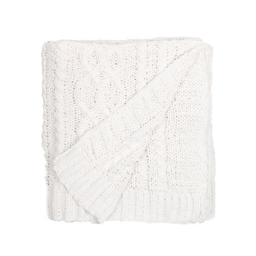 Manta Tricot Chenille - BRANCO