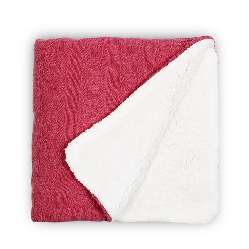 Manta Tricot Sherpa Quadrados - PINK