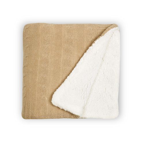 Manta Tricot Sherpa Tranças - BEGE