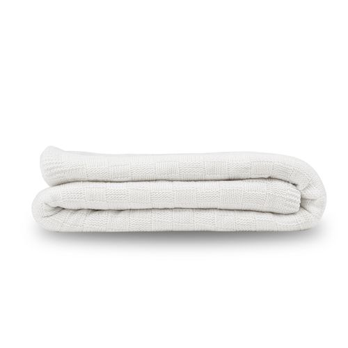 Manta Tricot Sherpa Quadrados - BRANCO