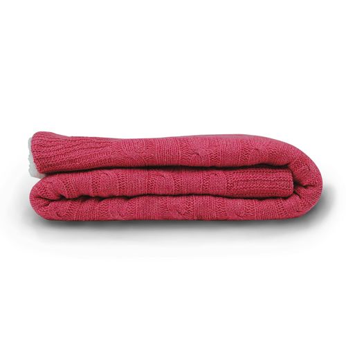 Manta Tricot Sherpa Quadrados - PINK