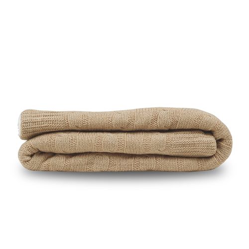 Manta Tricot Sherpa Tranças - BEGE