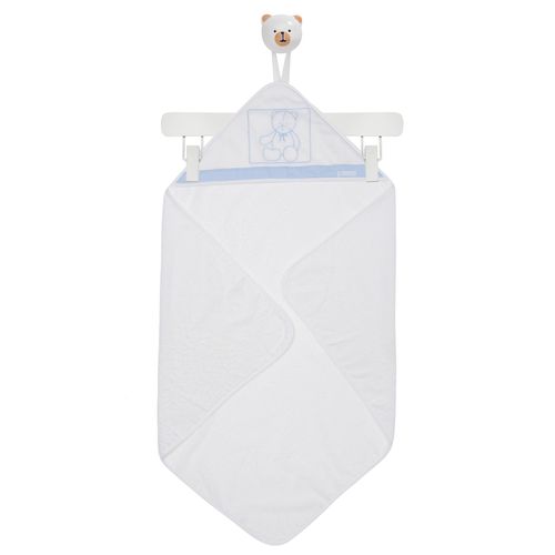 Toalha de Banho Com Capuz Urso Pesponto - AZUL