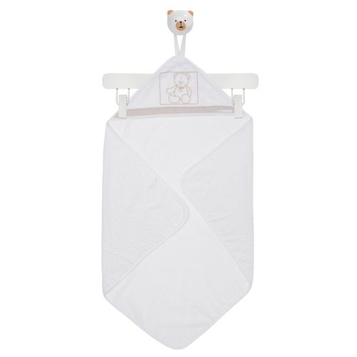 Toalha de Banho Com Capuz Urso Pesponto - KAKI