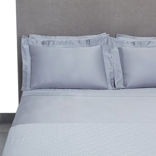 Jogo de Cama Casal Bambu com  Bordado Ajour - PRATA