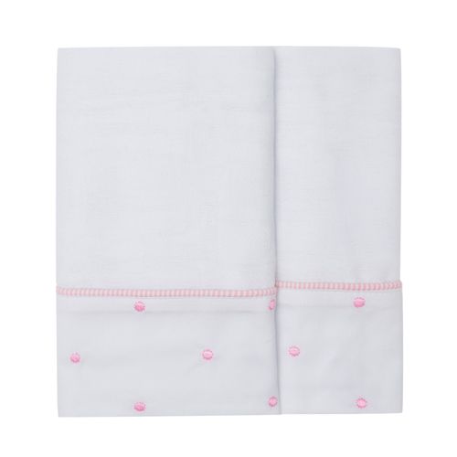 Kit com 2 Fraldas Bordado Poá - ROSA