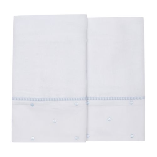Kit com 2 Fraldas Bordado Poá - AZUL