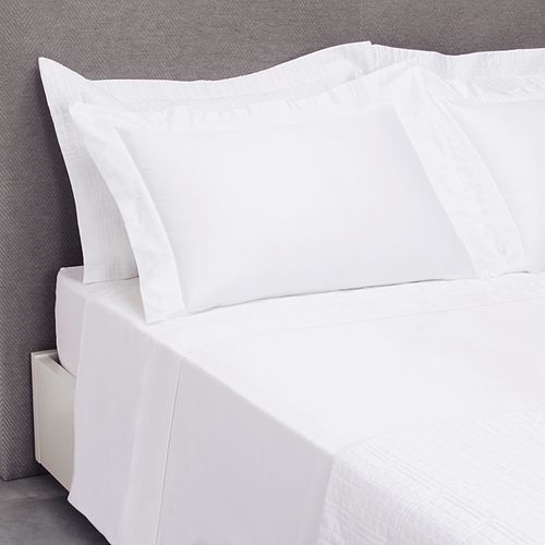Jogo de Cama Casal Bambu com  Bordado Ajour - BRANCO
