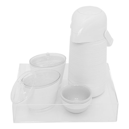 Conjunto Higiene Com Bandeja Acrílica - BRANCO