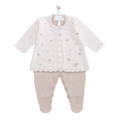 Saída de Maternidade Feminina  Triccot com Manta Poás - CINZA/BCO