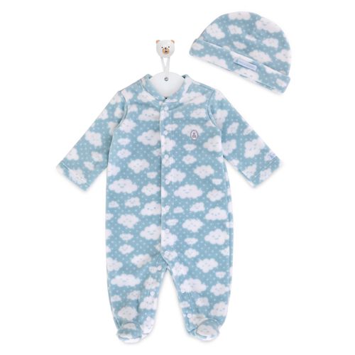 Macacão de Bebê Masculino Longo Soft Nuvens - AZUL BEBE