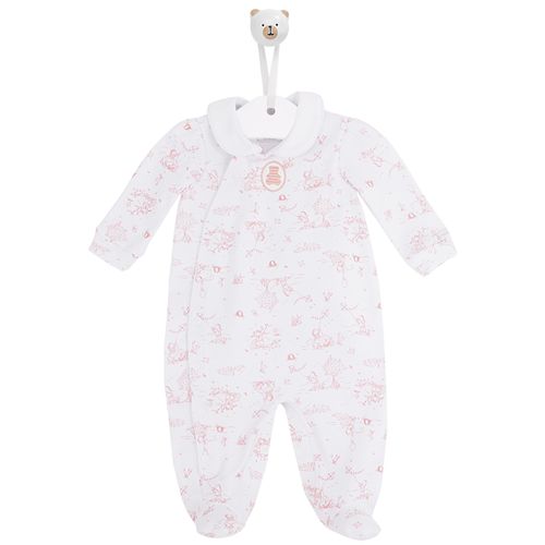 Macacão de Bebê Longo de Algodão Egípcio Toile de Jouy - ROSE