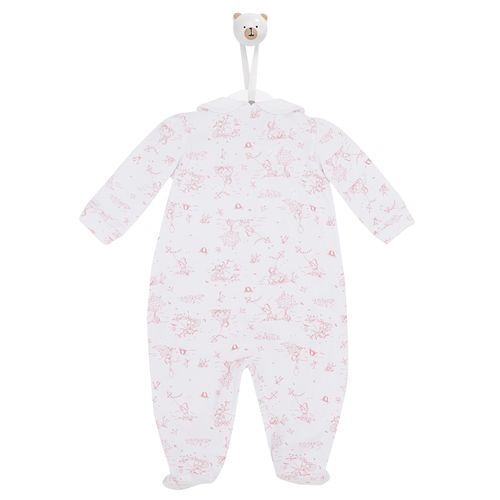 Macacão de Bebê Longo de Algodão Egípcio Toile de Jouy - ROSE