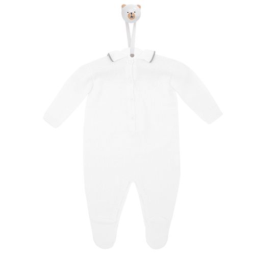 Saída de Maternidade Macacão Gola Polo - BRANCO COM CINZA
