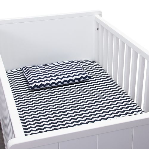 Lençol de Berço 300 Fios Chevron - AZUL MARINHO