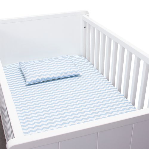Lençol de Berço 300 Fios Chevron - AZUL BEBE
