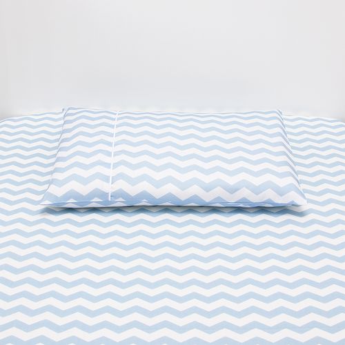 Lençol de Berço 300 Fios Chevron - AZUL BEBE