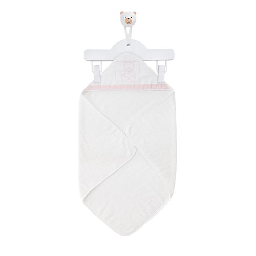 Toalha de Banho Com Capuz Urso Pesponto - ROSA