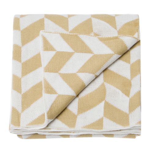 Manta Tricot Jacquard Espinha de Peixe - KAKI