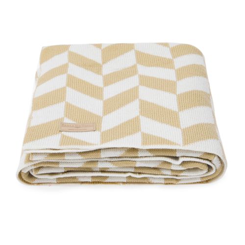 Manta Tricot Jacquard Espinha de Peixe - KAKI