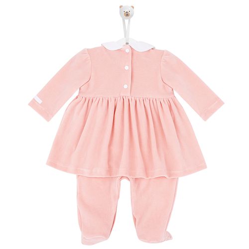 Macacão de Bebê Vestido Ponto Smock Com Bordado Rococcó - ROSE