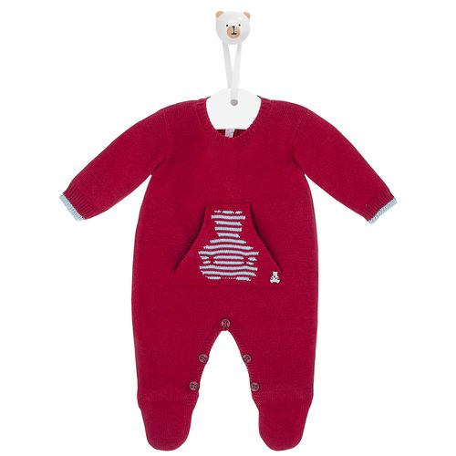 Saída de Maternidade Masculina Urso Bimbi Listrado - VERMELHO COM CINZA
