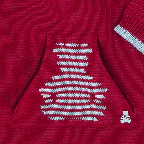 Saída de Maternidade Masculina Urso Bimbi Listrado - VERMELHO COM CINZA