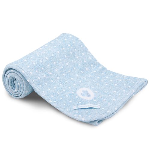 Manta de Bebê Algodão Egípcio Poá - AZUL BEBE