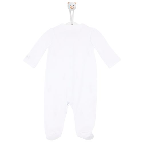Macacão de Bebê Feminino Longo Algodão Egípcio Ursinho - BRANCO