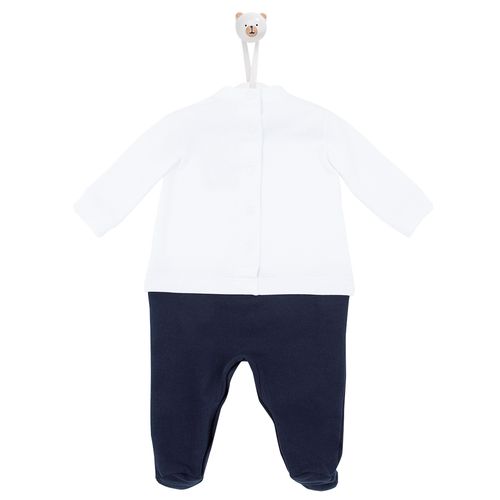 Macacão de Bebê Longo em Moletom Sobreposto - BRANCO