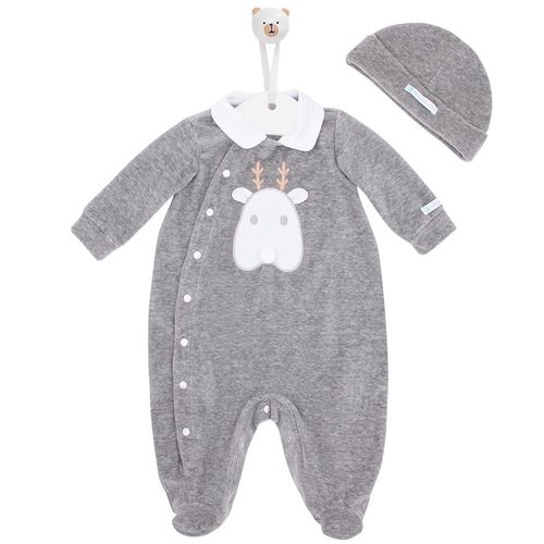 Macacão de Bebê Longo em Plush Alce - CINZA MESCLA