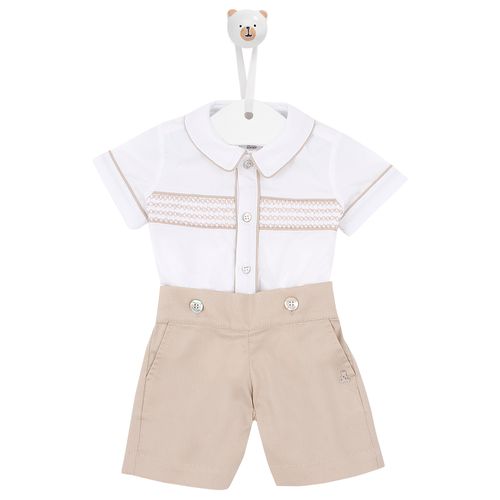 Conjunto Batizado Ponto Smock - KAKI