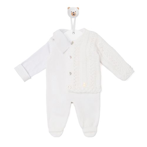 Saída de Maternidade Completa Masculina Tricot Lux - BRANCO