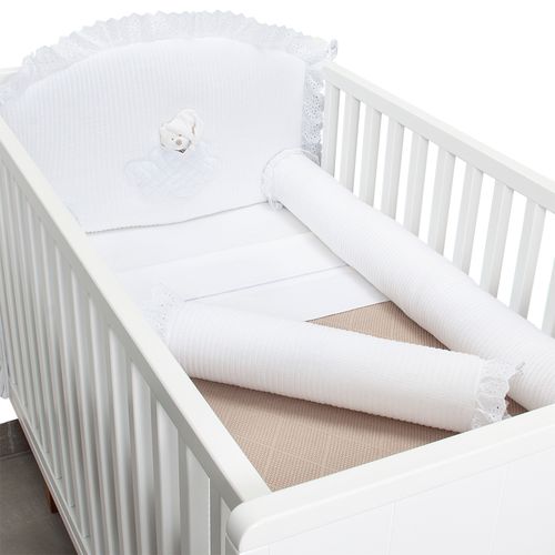 Protetor de Berço Rolinho Tricot Urso Nuvem - BRANCO