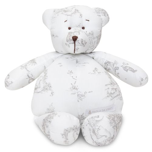 Pelúcia Unissex Urso Toile de Jouy - Tamanho M - CINZA