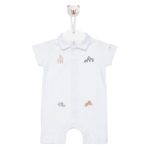 Macacão de Bebê Curto Dadinhos África - BRANCO