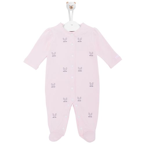 Macacão de Bebê Feminino Longo Algodão Egípcio Coelho - ROSA BEBE