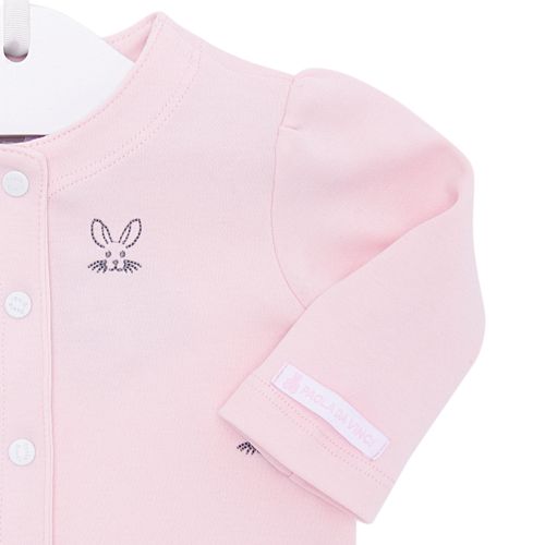 Macacão de Bebê Feminino Longo Algodão Egípcio Coelho - ROSA BEBE