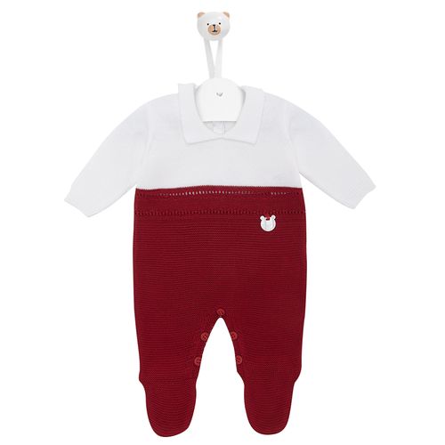 Saída de Maternidade Com Faixa Trabalhada - VERMELHO COM BRANCO
