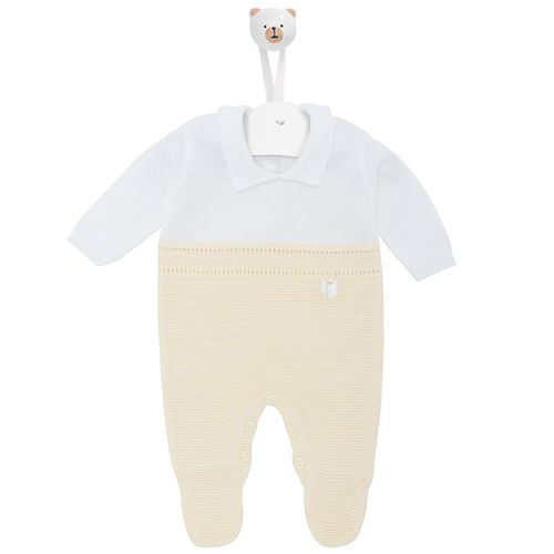 Saída de Maternidade Com Faixa Trabalhada - AMARELO COM BRANCO