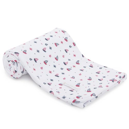 Manta de Bebê Algodão Egípcio Navy - BRANCO