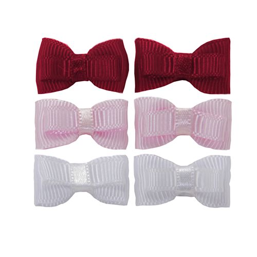 Kit de Lacinhos de Cabelo Bebê Gorgurão - ROSA BRANCO VERMELHO
